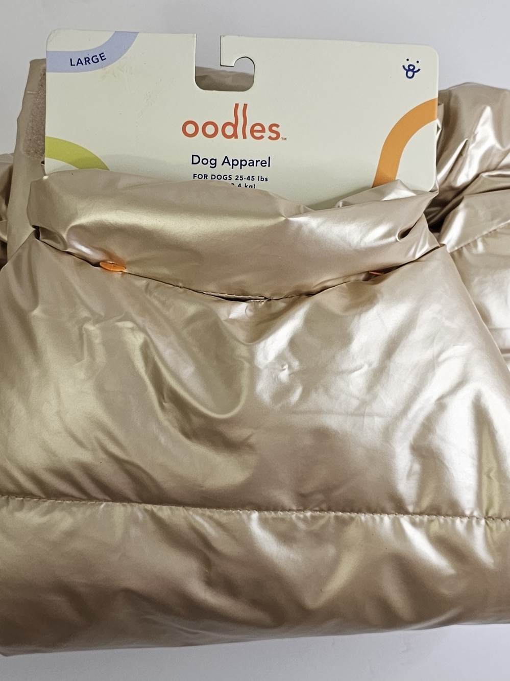 Metallic Cream Dog Puffer Jacket - Large